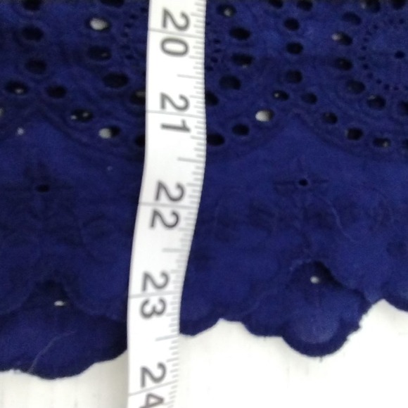 St John's Bay Eyelet Tunic Top Square Neck Long Sleeve Blouse 1X Blue - Picture 7 of 11